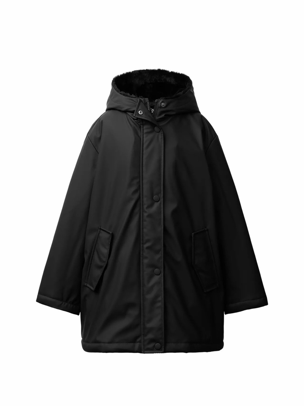 Zara Girls Rubberized Water Resistant “Fur” Coat with hood.